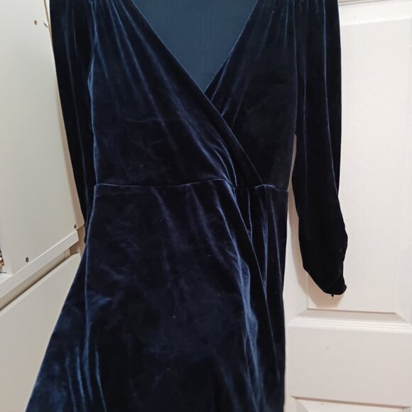 Vintage Velvet Navy Blue Skort Romper - Picture 2 of 7